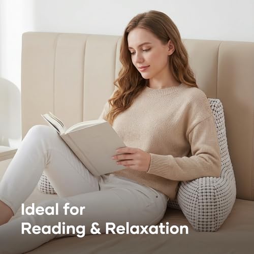 NOONTIDE Reading Pillow with Top Handle,Uniquely Designed Soft Fabric, Ergonomic Back Support for Bed,Cover Washable Sit up Pillow,Watching TV/Gaming/Relaxing(White) - Image 6