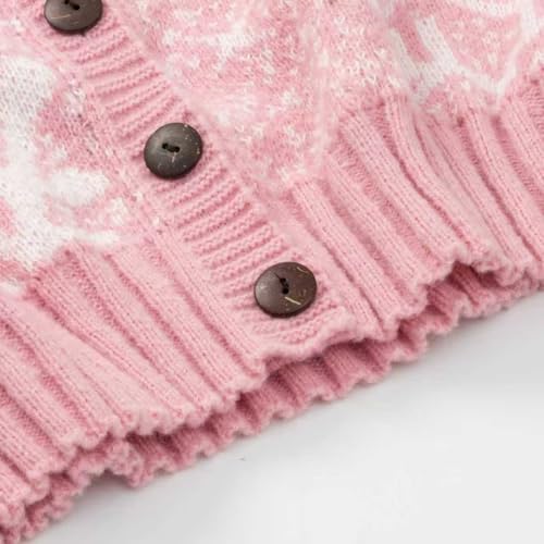 Image of Women's Funny Fall Winter Animal Floral Christmas Tree Long Sleeve Button Knit Cardigan Sweater