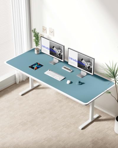 Image of YSAGi Leather Desk Protector, Office Mat, Large Mouse Mat, Non-Slip PU Leather Blotter, Laptop Desk Mat, Waterproof Writing Pad for Office and Home(Aquamarine, 63 inch x 24 inch)