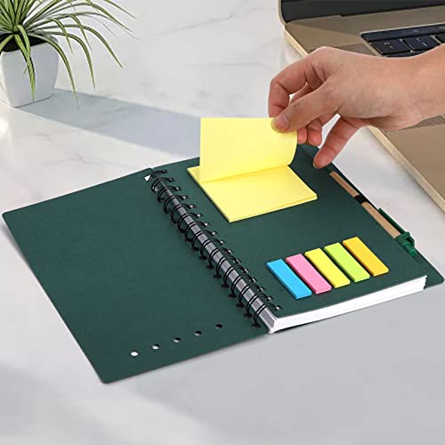 SOUJOY 10 Pack Lined Spiral Notebook, A5 Notepad with Pen, Kraft Paper Notebook with Sticky Notes and Page Marker Colored Index Tabs for School Office