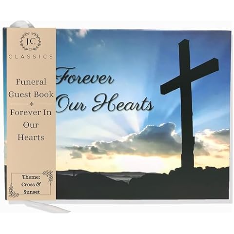 Funeral Guest Book | Memorial Guest Book | Guest Book for Funeral Hardcover | Guestbook for Sign in, Celebration of Life Memorial Service | Funeral Guest Sign Book with Memory Table Card Sign Included Cover