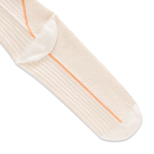 Lacoste Unisex Mid-Calf Cotton Socks, 35-38, White/Beige/Orange3