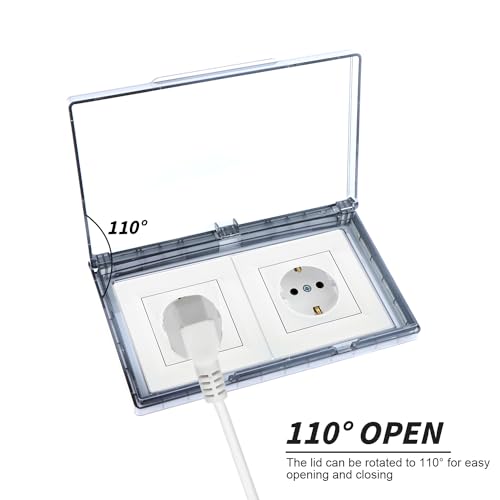 Miniatura 5 de Cubierta Toma Corriente - Protector De Enchufes De Pared, Cubre Interruptor, Tapa De Enchufe Para Enchufe Doble Tipo 86, Impermeable Para Baño, Hogar, Exterior, Negro, 2 Piezas