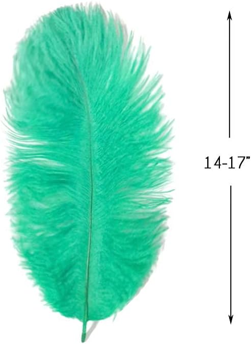Moonlight Feather | 10 Pieces - 14-17" Aqua Green Ostrich Dyed Drab Body Feathers Wedding Costume Halloween Centerpiece