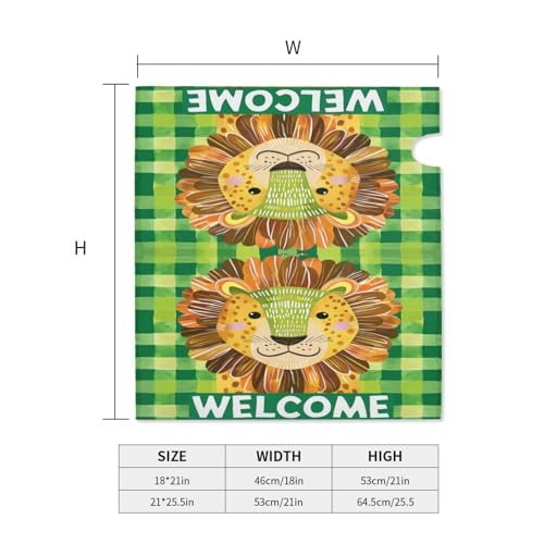 Image of Dujiea Cartoon Lion Welcome Mailbox Wrap, Waterproof Magnetic Post Box Cover, Standard Size 21 inchX 18 inch Garden Yard Outside Farmhouse Home Decor
