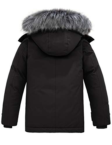 Wantdo Boys' Quilted Winter Coats Warm Fleece Lined Puffer Jacket Waterproof Parka With Hood Black 10/12 #TOP1