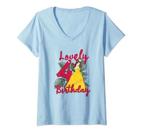 T-shirt col V Belle Disney 4 ans pour fille en coton doux pour anniversaire