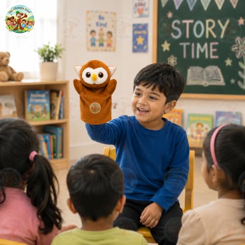 Image of Owl Hand Puppet for Kids | Soft Plush Animal Puppet | Storytelling, Role Play, Preschool Learning Toy | Interactive Educational Puppet for Boys & Girls