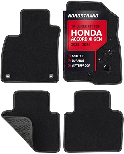 Floor Mats for Honda Accord 2018-2027 Sedan - Custom 3D Fit - Waterproof Anti-Slip Backing - 22oz Heavy Duty Carpet Mat - Set of 4 All Weather Car Liner Floormats (for 2023-2027 Honda Accord)