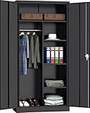 INTERGREAT 72' H Storage Cabinet with 2 Doors and 4 Shelves, Gray White Metal Cabinet with Lock, Tall Steel Tool Cabinet for Garage, Office, School