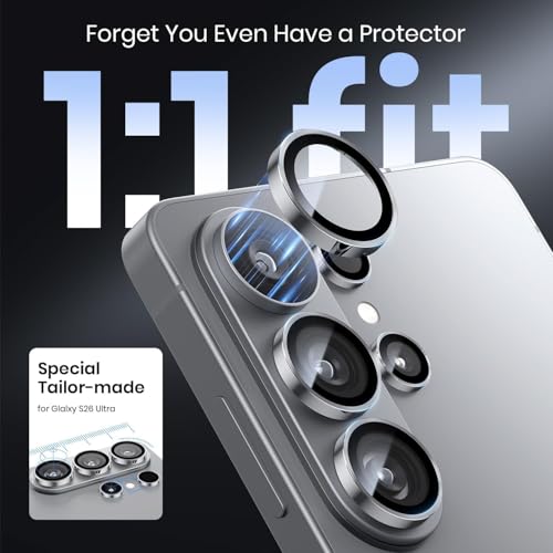 Image of Camera Lens Protector Compatible with Galaxy S26 Ultra | 9H Tempered Glass | HD Clear Scratch Resistant | Full Coverage | Case Friendly | Easy Installation | Silver