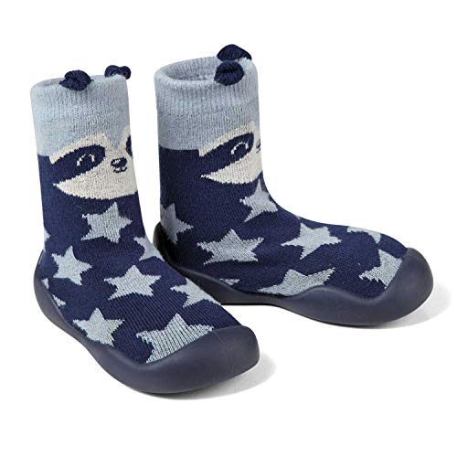 A Sweet Tyro Unisex Baby Toddlers Socks Shoes Indoor Outdoor Winter Anti Slip Floor Baby Shoes with Soft Sole Protect Toes - Navy Star, 4.5 Toddler