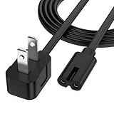AGVEE 12ft 90 Degree Right Angle TV Power Cord, 2 Prong Figure 8 IEC C7 C8 18AWG Cable, Space-Saving Low Profile Wall Plug for Samsung LG Sony TV, PS5, PS4, Xbox, Printer, Black