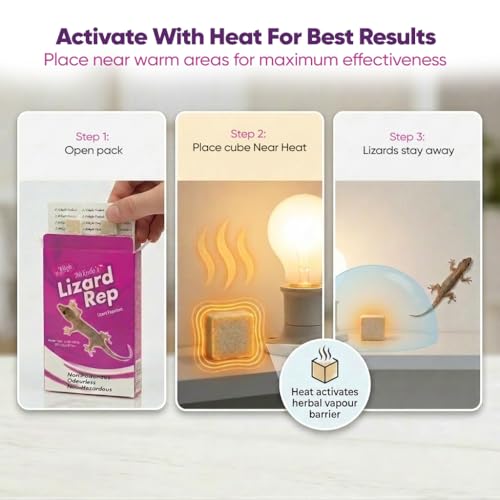 Image of Mikado's Lizard Rep| Eco-Friendly, Biodegradable, Irritant-Free, Chemical-Free Protection| For Homes, Kitchen, Living Room & Bathroom| Herbal, Non Hazardous & Odourless| Safe For Kids & Pets| Easy To Use| Long Lasting Lizard Rep| Pack of 5 cubes