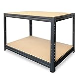 HEMMDAL Werkbank Typ M, anthrazit – 87 x 120 x 60 cm – belastbar bis 1200 kg – Stabiler Werktisch/Packtisch aus Metall – Made in EU – schnelle Steckmontage