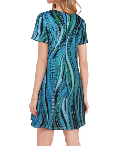 Image of JOLIGAL Summer Dresses for Women Casual Short Sleeve Sundress Scoop Neck Beach T Shirt Dress with Pockets 2026