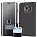 Produktbild TAITOU Galaxy 2017 J7/J7 Pro Case, Translucent Window View Flip Wallet Stand Cover, Shiny Plating Make Up Mirror, Smart Sleep/Awake Hard Case for Samsung Galaxy J730, Scan QR Package Code, Black
