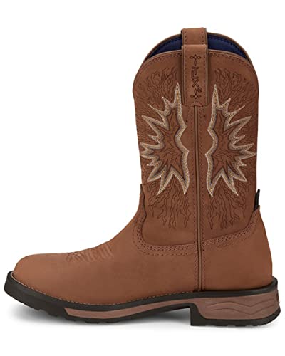 Tony Lama Men's Boom Saddle Cowhide Pull-On Soft Western Work Boot Round Toe Tan 10.5 D3