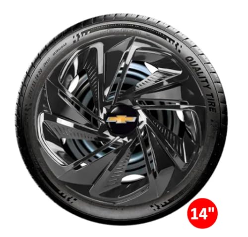 Jogo 4 Calotas Esportiva Nitro Aro 14 (CHEVR, Preto Brilhante)