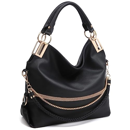 Dasein Purses for Women Vegan Leather Handbags Rhinestones Hobo Bags Tote Purse Shoulder Bag Ladies Handbag