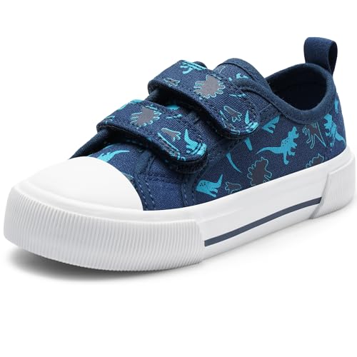 Harvest Land Toddler Kids Canvas Sneakers for Boys and Girls – Casual Walking Shoes with Double Hook-and-Loop Straps, Non-Slip Lightweight Trainers for Baby & Little Kids - Main Image