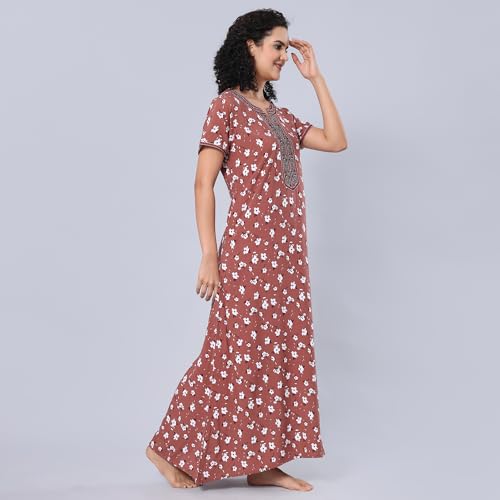 Image of Evolove Women's Viscose Liva Long Maxi Night Gown Nighty Dress with Pocket, Super Soft Comfortable (LNG-Rayon)