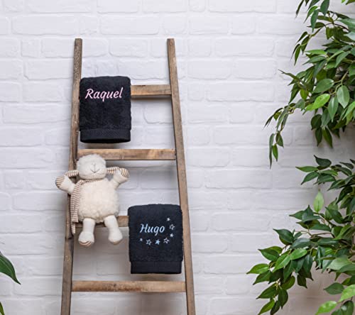 Variante de CARREDANA toallas personalizadas con puntilla y bordado (Negro)