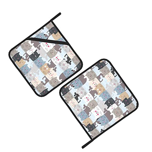 Funny Cute Cat Mermaid Pot Holders Heat Resistant Kitchen Oven Gloves With Hanging Loops Oven Hot Pads For Bbq Cooking Baking,Set Of 2 #TOP2