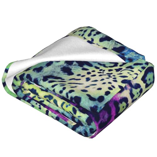 Couverture polaire léopard vert ultra douce pour lit et canapé