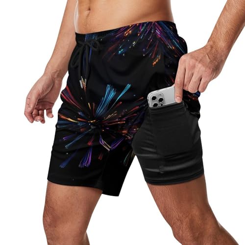 Fireworks Mens Swim Trunks Quick Dry Beach Board Shorts with Pockets2