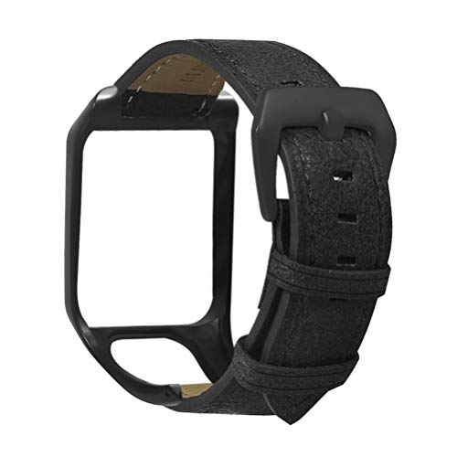 Baluue Compatible con Tomtom Runner3 y Tomtom Adventurer Watch Strap - Correa de Repuesto de Cuero Pulsera Pulsera con Protector de Caja de Reloj
