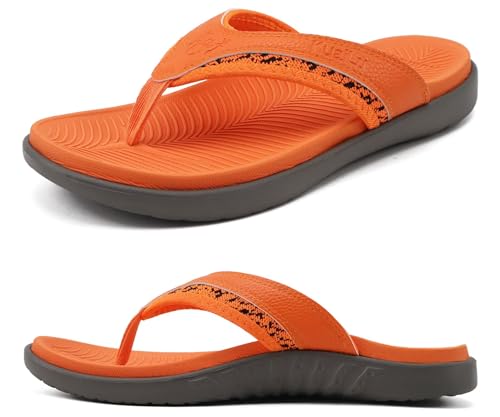 Image of KuaiLu Mens Sport Flip Flops Comfort Orthotic Thong Sandals with Plantar Fasciitis Arch Support Outdoor Summer Beach Size 7~15