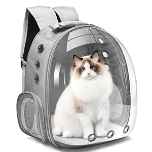 Katzentrager-Rucksack, Haustier-Tragetasche, Fronttasche für kleine, mittelgroße Katzen, Welpen, Hunde (grau)