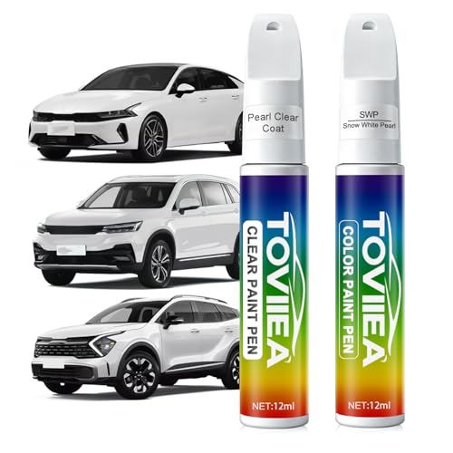 Toviiea Serenity White Pearl(SWP) Touch Up Paint Compatible with KIA,2-In-1 Car Scratch Remover Pen,Car Paint Scratch Repair Kit for Scratches,Chips & Nicks,2-PCS SET