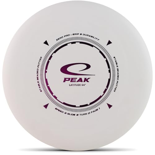 Latitude 64 Zero Pro Peak Disc Golf Putter | Beaded Stable Putt & Approach Disc for Accuracy | Durable Zero Pro Plastic with Firm Grip | Straight Flight with Reliable Finish | 170-176g (White)