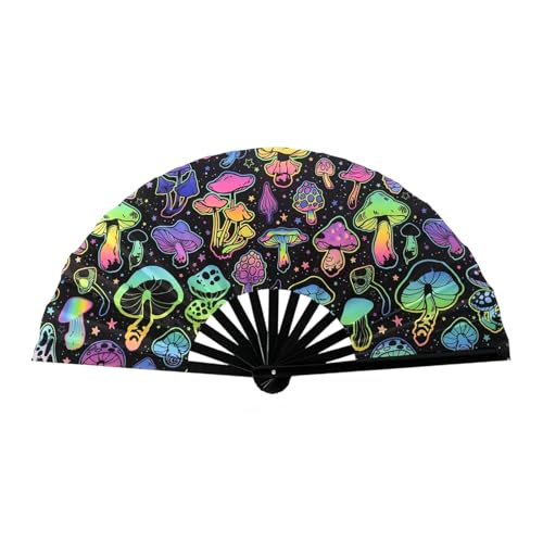 Thapncow Grand éventail Pliable,Éventail Festival, Éventail Pliable pour fêtes, Éventail Oriental en Tissu pour Rave,Danse,fête, Éventail à Main Pliant