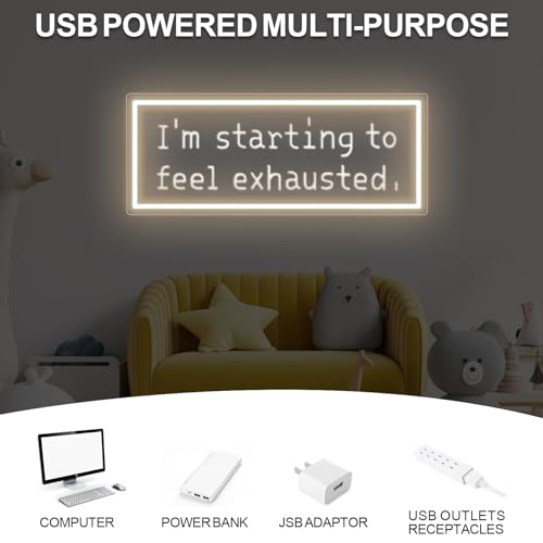 Image of I'm Starting To Feel Exhausted Neon Sign, Stardew Led Sign, Handmade LED Light Sign, Wall Hangings, Game Room Decor, Gift For Game Lover, Ice Blue, 16.5 inchx6.9