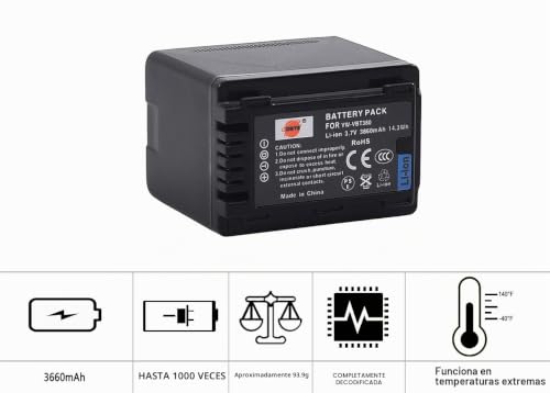 Batería de Litio VBT380 de alta eficiencia para Panasonic HC-V720 DSTE 6