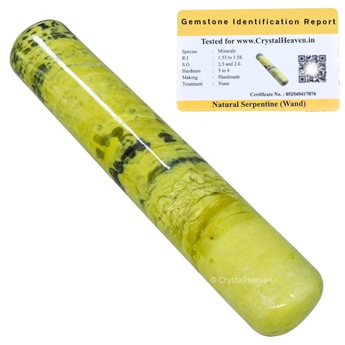 Image of Certified Serpentine Crystal Wand - Smooth Crystal Wand for Energy Healing, Chakra Balancing, Meditation and Home Decor - Crystals and Healing Stones for Gift