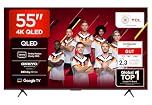 TCL 55T8C 55 Zoll QLED 4K HDR UHD Fernseher, Smart Google Tv Dolby Vision Atmos,144Hz Motion Clarity Pro, Game Bar, ALLM, Freesync, Onkyo 2.1 Sound, Sprachsteuerung, Kompatibel mit Google Assistant