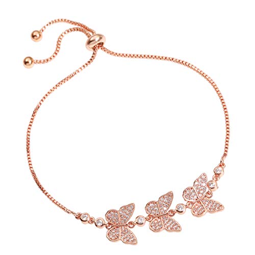 Yomego Gold Bracelet For Women Or Girls Butterfly Bangle Jewelry Gifts For Christmas Birthday,Adjustable Chain, 14K Gold #TOP3