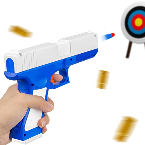 Soft Bullet Blaster Toy With Shell Ejection & Pull Back Action, Toy Foam Blaster,Education Toy Model For Kids Gifts(24 Shell + 60 Soft Bullet ), Blue #TOP6
