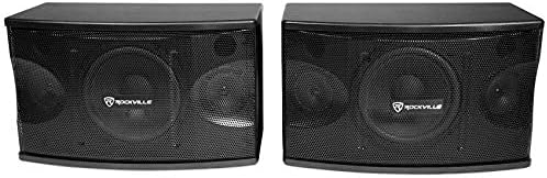Rockville KPS80 - Par de altavoces de karaoke de 8 pulgadas, 3 vías, 800 vatios, soportes pro de paredde madera de fibropanel de densidad media,