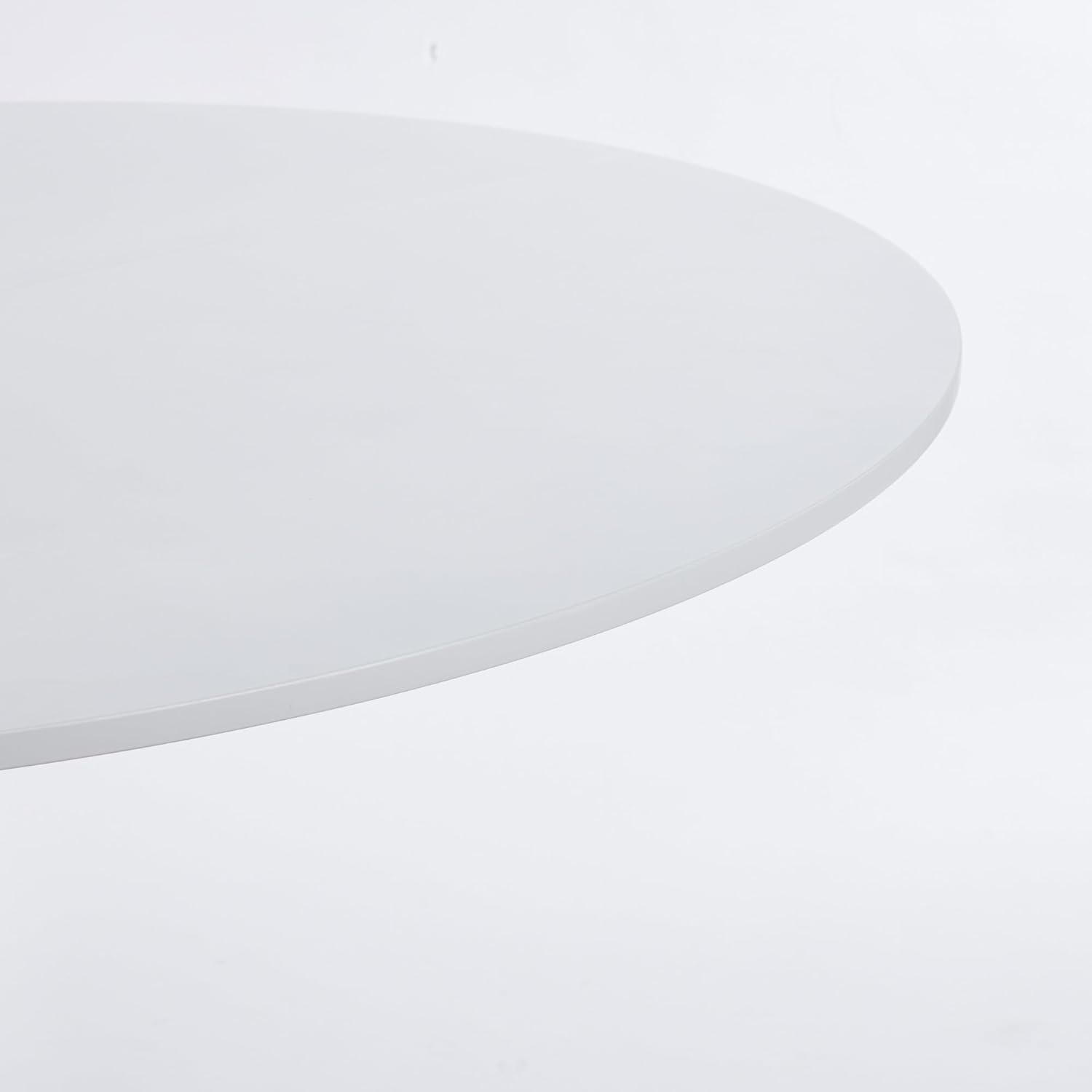 Penau Mid-Century Round Dining Table, 42.12 Inchs Pedestal Tulip Table, White Engineered Wood MDF Two-Panel Top, Metal Pedestal Base, Seats 4-6, 42.12 x 42.12 x 28.74 Inchs