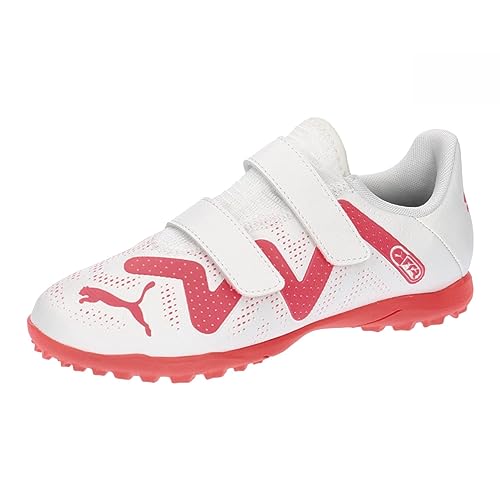 PUMA Future Play TT V JR, Zapatillas de fútbol Unisex Adulto, White-Fire Orchid, 28 EU