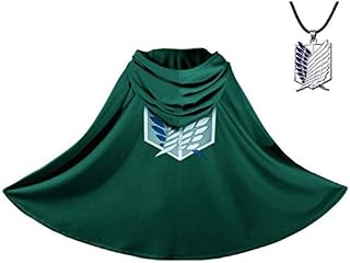 Aoibox 2PCS Anime Cloak - Anime Cosplay Costume Cape with Necklace Green