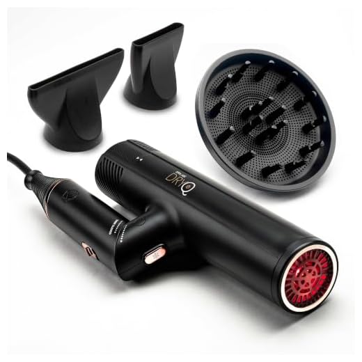 ​​SRI DryQ “Smart” Hair Dryer - Super Lightweight - Foldable - Powerful, Quiet Motor - Infrared and Ionic Technology - 3 Free Magnetic Attachments - Intelligent Heat Control - Cool Shot Button
