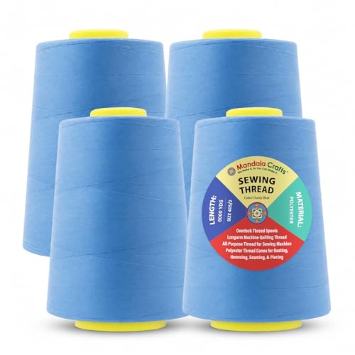 Mandala Crafts 40S/2 Dusty Blue Polyester 4 Pack of Serger Threads Cones