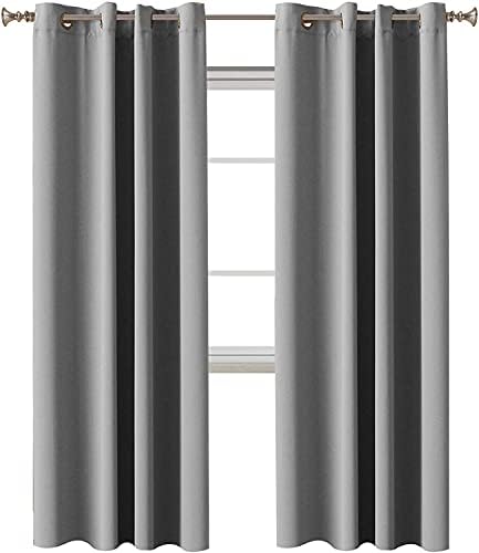 Bedroom Blackout Curtains Panels, Triple Weave Microfiber Energy Saving Thermal Insulated Solid Grommet Blackout Draperies for Bedroom/Nursery Kid's Room, Dove Gray, 2 Panels, 52 in x 96 in (W x L)