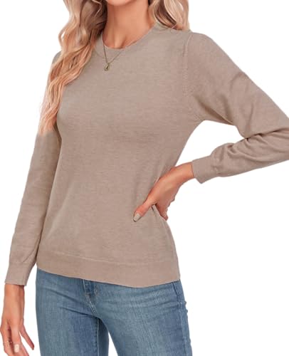 Image of MINTLIMIT Women Lightweight Sweater Crew Neck Soft Knit Casual Basic Long Sleeve Pullover Fall Sweater Blouse Top